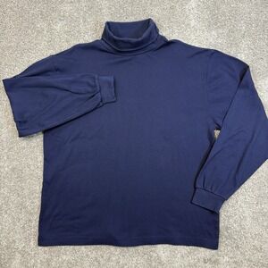 VTG Eddie Bauer Mens XL Turtleneck Shirt Made in USA Cotton Single Stitch Navy